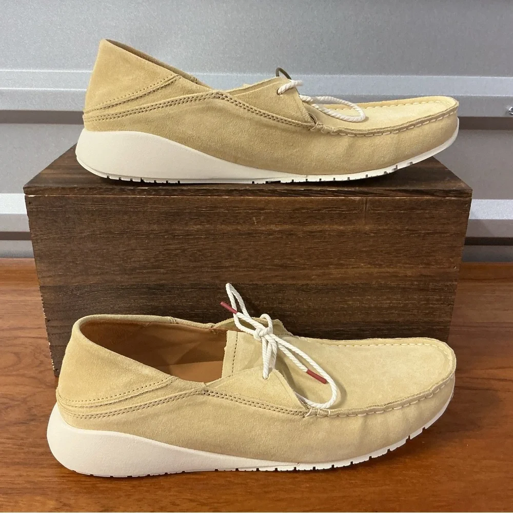 Olukai Men Ka’a Tan Leather Moc Toe Lace Up Driver Loafer Size 11.5